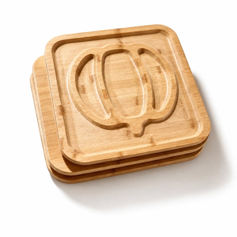 Serving Trays Multifunctional Bamboo Tray,Pumpkin-Shape Grooved Tray
