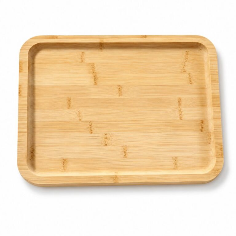 Serving Trays Multifunctional Bamboo Serving Tray, Natural Color Rimmed Tray